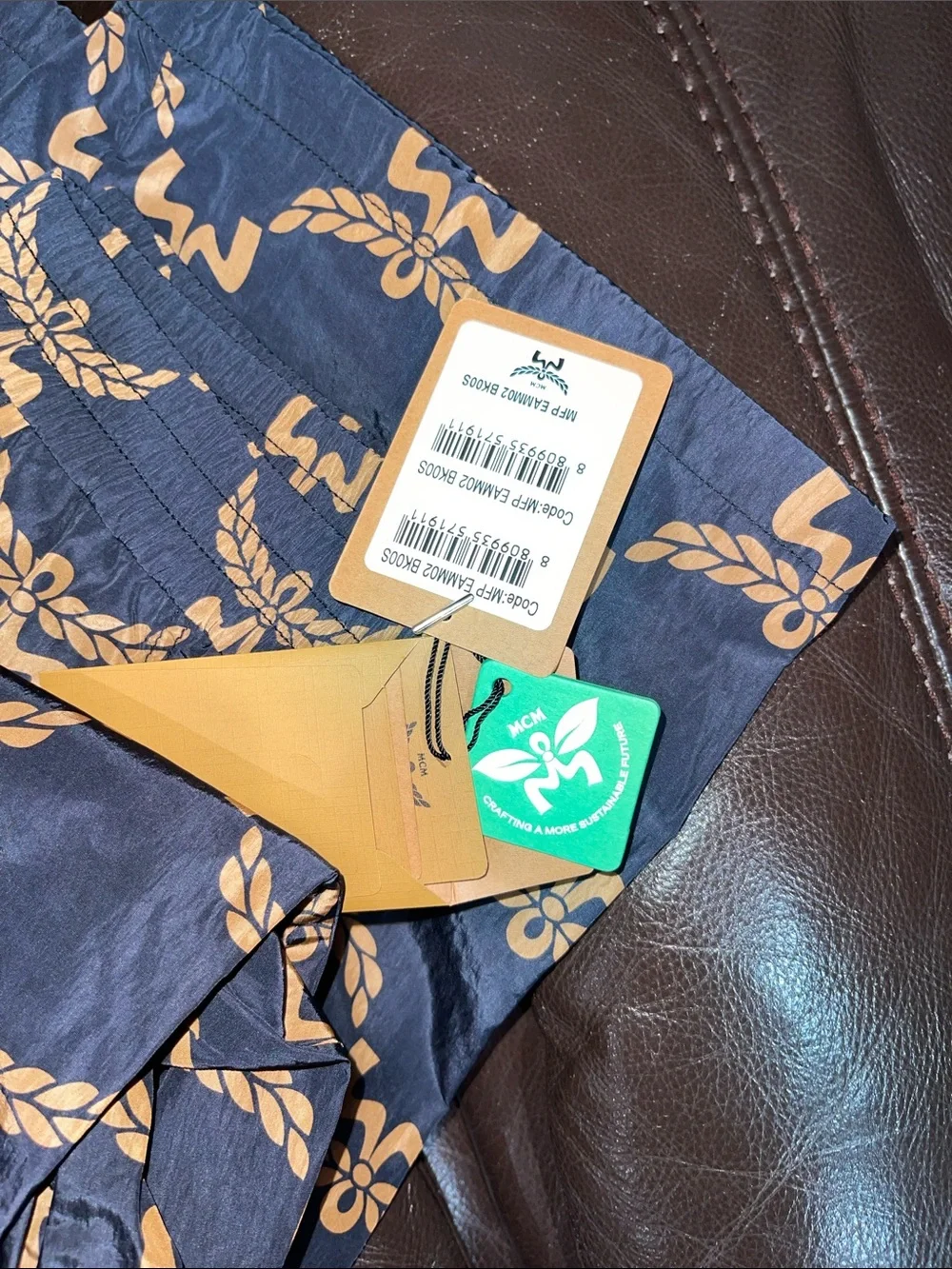 MCM Lauretos Monogram Pants in Black Gold ECONYLON NWT Small S 4 6 27X32